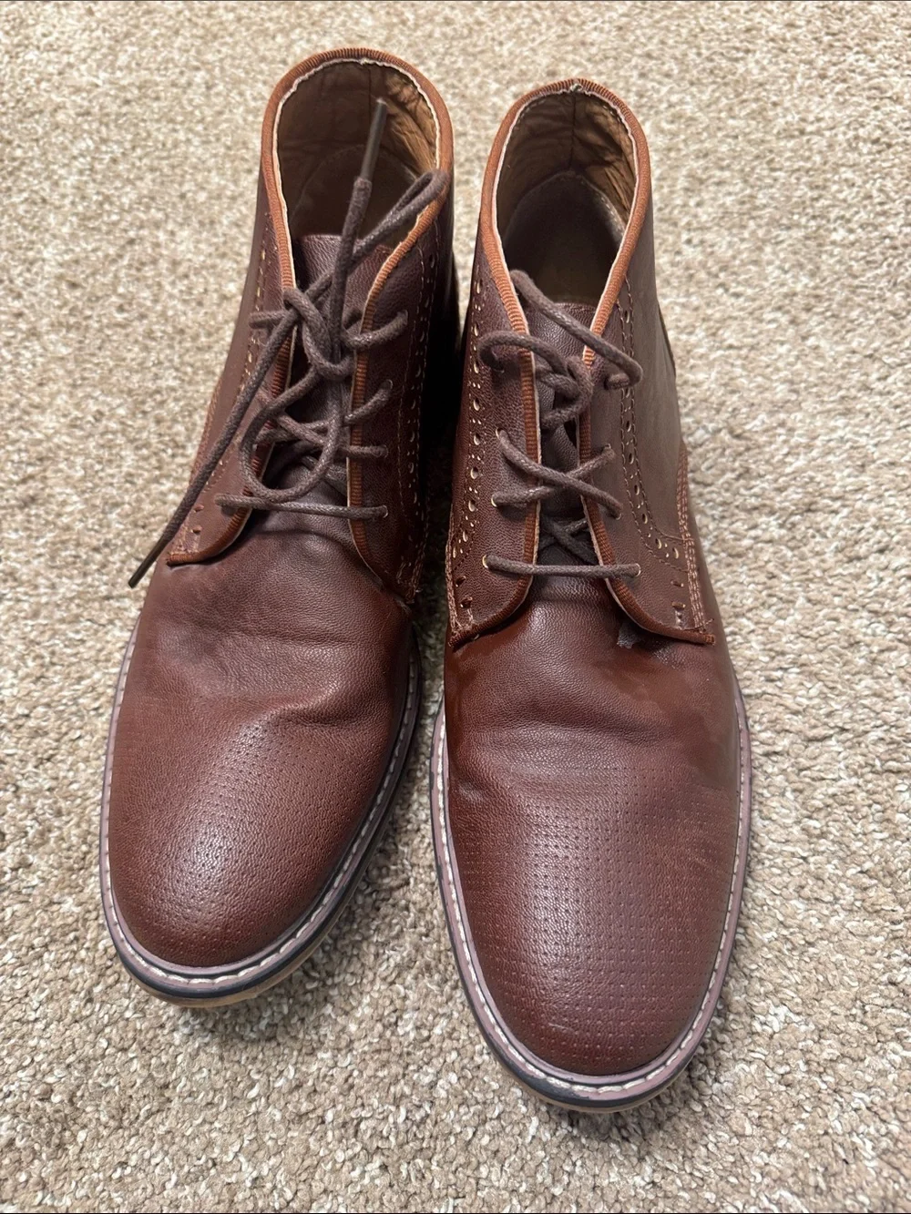 Steve Madden Men's Brown Leather Lace-Up Chukka Boot mid ankle SZ 7.5